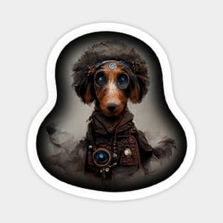 Dachshund Surreal Steampunk Artwork, Dog Lover Sticker